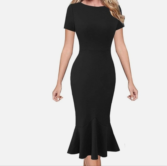 VFSHOW NWT XS GRAY FITTED MERMAID DRESS, Midi, round neck, hidden zipper - Picture 3 of 9